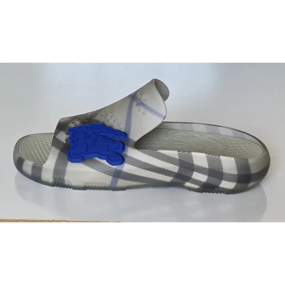 Burberry Mens Stingray Rubber Lichen IP Check Sandals 12 (45) 8088962 NIB $550